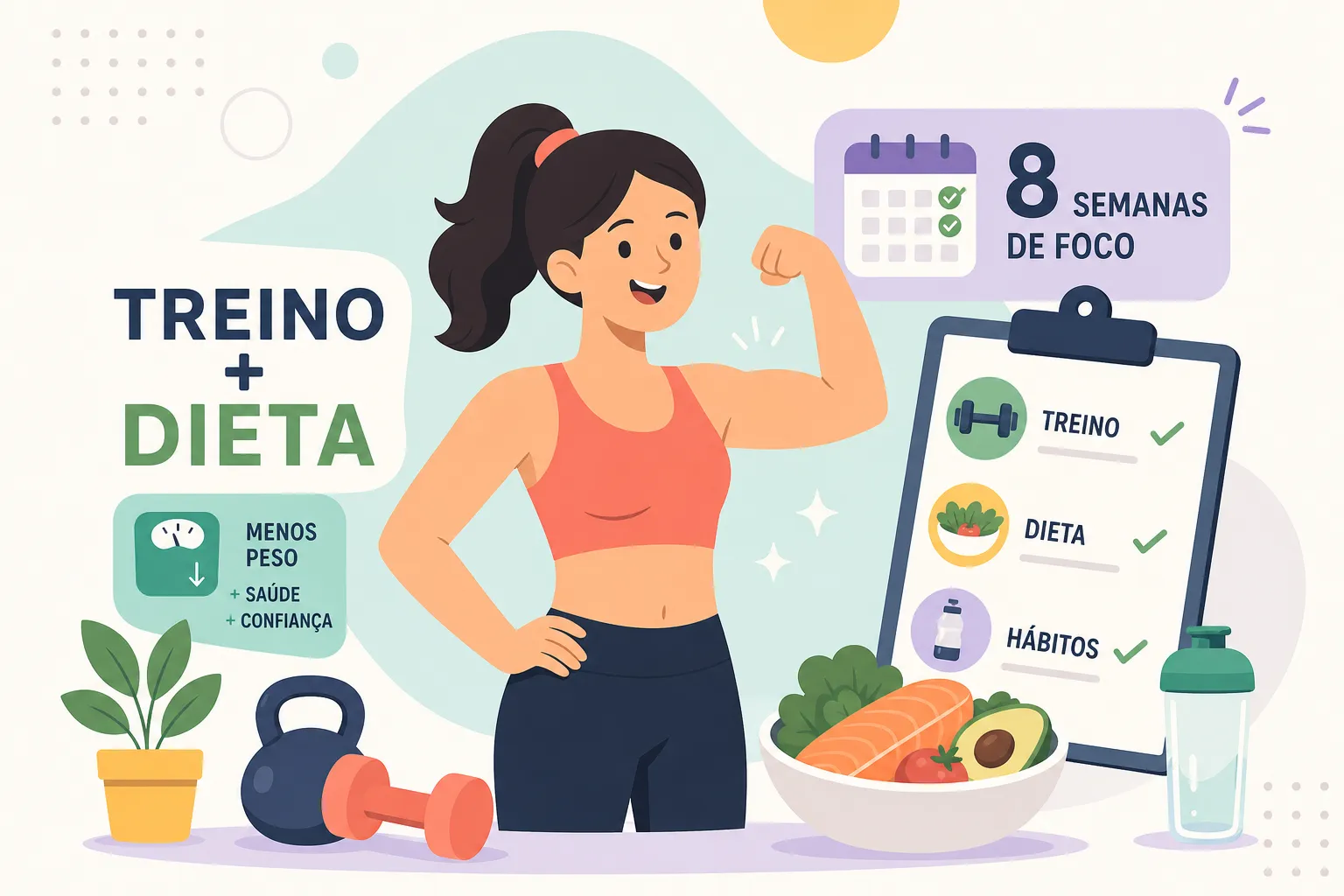 Como emagrecer com treino e dieta: plano de 8 semanas