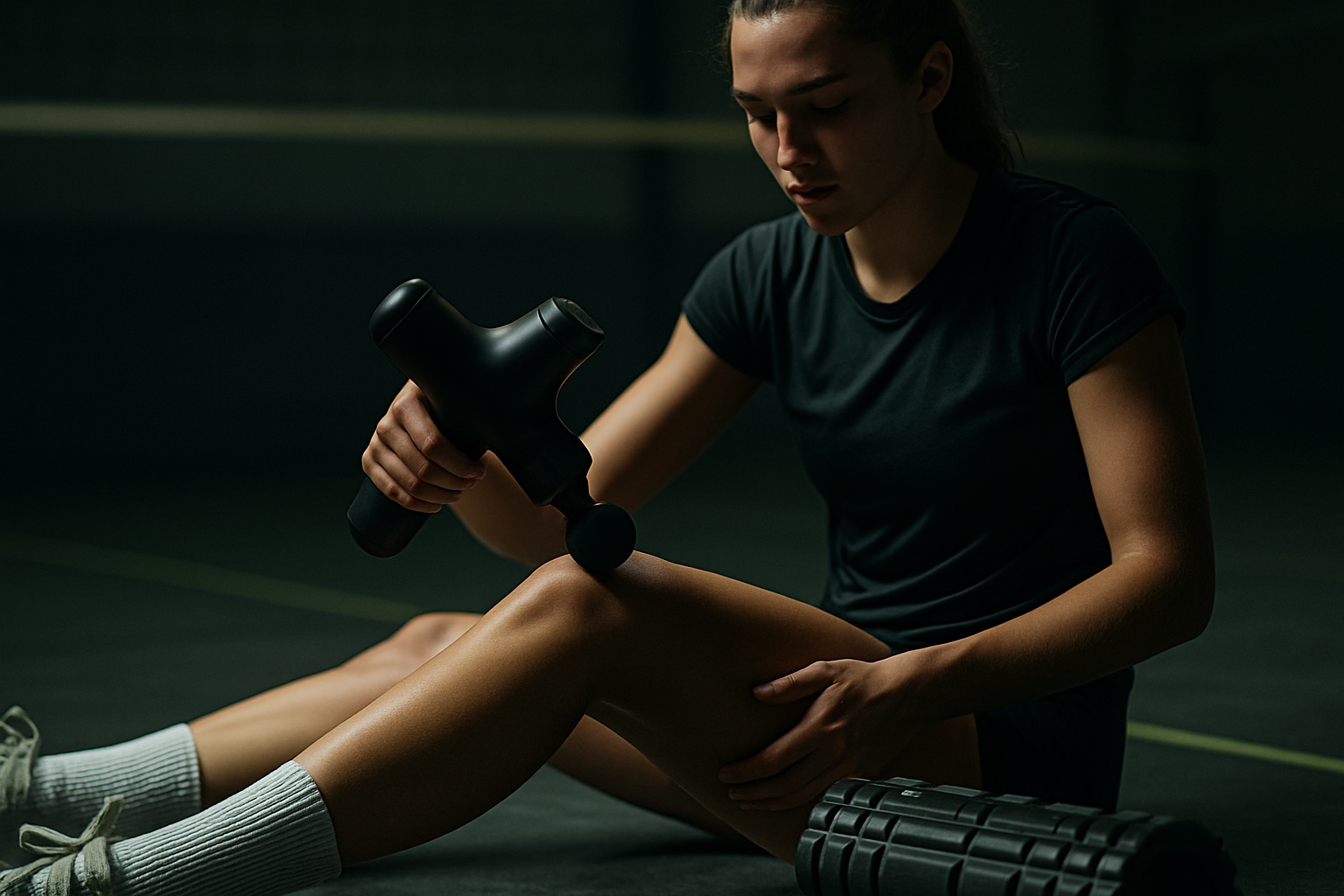 Massagem percussiva no aquecimento supera foam roller no salto vertical — RCT com 68 atletas de vôlei adolescentes